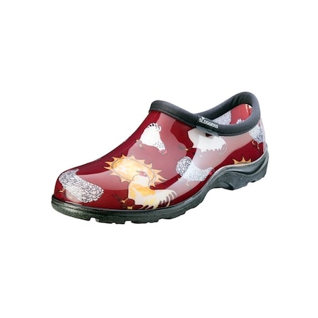 Woman's Rain And Garden Shoe Chicken Bard Red Size 6